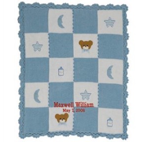 A Namely Newborns Exclusive - Hand crocheted blue knit boy blanket